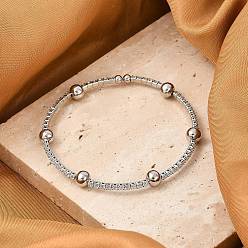 Платина Браслеты-цепочки из латуни с микропаве и прозрачным цирконием для женщин, платина, 2-1/8 дюйм (5.25 см)