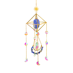 Кварц Геометрические природные необработанные кварцевые ловцы солнца, производитель радужного стекла с цветным покрытием ab, настенный кулон подвесной орнамент для украшения домашнего сада, 450 мм