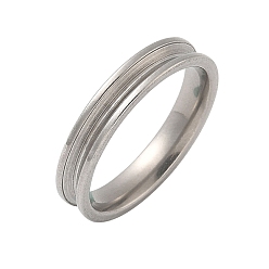 Нержавеющая Сталь Цвет 304 настройки колец с канавками из нержавеющей стали, заготовка для изготовления кольцевого сердечника с инкрустацией и канавками, цвет нержавеющей стали, прорезь: 2 мм, 4 мм, размер США 8 (18.1 мм)