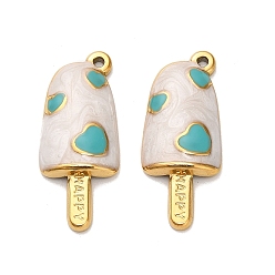Бирюза 304 подвески из нержавеющей стали, мороженое, с эмалью, реальный 18 k позолоченный, ионное покрытие (ip), бирюзовые, 28x11.5x3.5 мм, отверстие : 1.2 мм