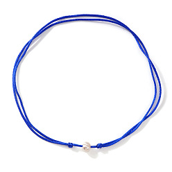 Синий Подвеска в виде белого картофеля из искусственного жемчуга, регулируемый шнурок для ожерелья для женщин., синие, 33.07 дюйм (84 см)