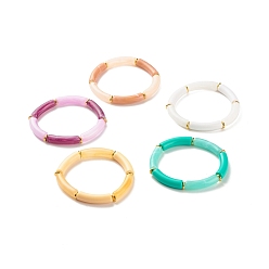 (52) Непрозрачная лаванда Двухцветный акриловый изогнутый эластичный браслет из бисера, массивный браслет для женщин, разноцветные, внутренний диаметр: 2-1/8 дюйм (5.5 см)