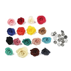 (52) Непрозрачная лаванда 17шт. броши-цветы из ткани, с железными контактами, разноцветные, 30 мм, 17 шт / комплект