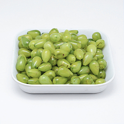 Желто-Зеленый Спрей окрашены волочильных бусы акриловые, слеза, желто-зеленый, 15x9.5 мм, отверстие : 1.5 мм, Около 650 шт / 500 г