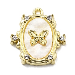Желтая Старая Ткань  Подвеска из сплава ацетата целлюлозы со стразами, бабочка, золотые, старое кружево, 21x18.5x3.5 мм, отверстие : 1.5 мм