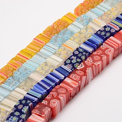 (52) Непрозрачная лаванда Ручной работы стеклянная бусина тысячецветник нитей, кубические, разноцветные, 8x8x8 мм, отверстие : 1 мм, около 48 шт / нитка, 14.9 дюйм