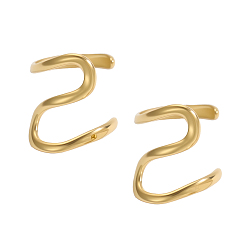 Настоящее золото 18K 304 серьги-манжеты из нержавеющей стали, линия, реальный 18 k позолоченный, 13x11 мм