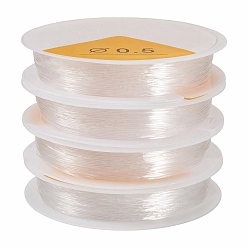 Clear 4 Rolls Round Crystal Elastic Stretch Thread, for Bracelets Gemstone Jewelry Making Beading Craft, Clear, 0.5mm, about 16.4 yards(15m)/roll