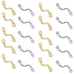 Antique Silver & Golden Tibetan Style Alloy Bar Links connectors, Twisted Shape, Antique Silver & Golden, 22.5x6x3mm, Hole: 1.5mm, 150pcs/color, 300pcs/box