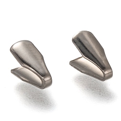 Stainless Steel Color Tarnish Resistant 304 Stainless Steel Folding Crimp Ends, Fold Over Crimp Cord Ends, Stainless Steel Color, 7.5x3.5x3mm, Hole: 3.5x1mm