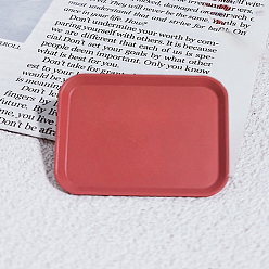 Индийский Красный Модель прямоугольного лотка для хранения из сплава с распылительной печатью, аксессуары для домашнего кукольного домика с микро-ландшафтом, притворяясь опорными украшениями, Индийская красная, 51x38x3 мм