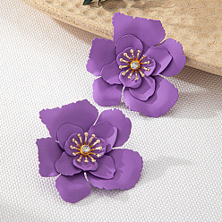 Средняя Орхидея Серьги-гвоздики из сплава с цветочной краской для выпечки, золотые, средне орхидеи, 60x60 мм