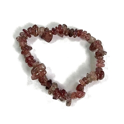 Клубничный Кварц Естественно клубника кварц браслеты простирания, чип, внутренний диаметр: 2-1/8~2-3/8 дюйм (5.5~6 см)
