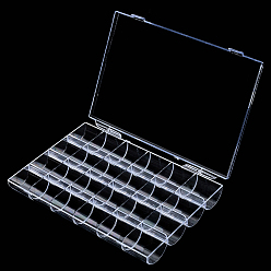 Прозрачный 1ПК 24 сетки пластиковые коробки для хранения украшений для дизайна ногтей, прямоугольные, прозрачные, 11.8x17.8x2.4 см
