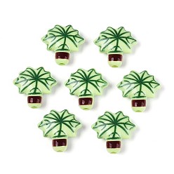 Бледно-Зеленый Печатные непрозрачные акриловые бусины, кокосовая пальма, бледно-зеленый, 21.5x22x7.5 мм, отверстие : 3.2 мм