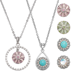 (52) Непрозрачная лаванда DIY 304 наборы для изготовления ожерелья из тросовой цепи из нержавеющей стали, с подвесками-кнопками из сплава со стразами в виде цветка и капли, разноцветные, 23.6 дюйм (59.9 см)