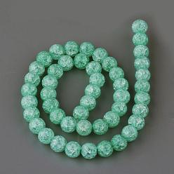 Pale Turquoise Synthetic Crackle Quartz Beads Strands, Round, Dyed, Pale Turquoise, 8mm, Hole: 1mm, about 50pcs/strand, 15.7 inch