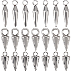 Stainless Steel Color 36Pcs 3 Styles Stainless Steel Charms, Cone Charm, Stainless Steel Color, 13~19x4.5~6mm, Hole: 2.5~3.5mm, 12pcs/style