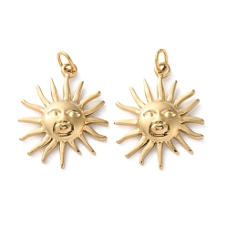 Настоящее золото 18K Ионное покрытие (ip) 304 подвески из нержавеющей стали, с целью перехода в кольце, очарование солнца, реальный 18 k позолоченный, 18.5x15x2.5 мм, отверстие : 2.8 мм