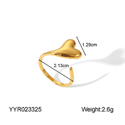 Сердце 304 регулируемые манжеты из нержавеющей стали с открытыми кольцами для женщин, сердце, 12.9 мм, внутренний диаметр: 21.3 мм
