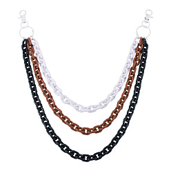 Mixed Color 3-Color Acrylic Cable Chain 3 Layer Chain Belts for Pants, with Alloy Clasps, Mixed Color, 535mm