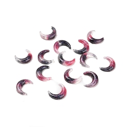 FireBrick Luminous Transparent Resin Decoden Cabochons, Glow in the Dark Moon, FireBrick, 10.5x8.5x2.5mm