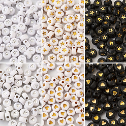 (52) Непрозрачная лаванда 600 шт 2 непрозрачные акриловые бусины в стиле, плоский круглый со звездой и сердцем, разноцветные, 600 шт