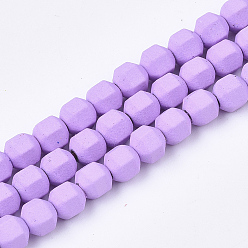 Violet Spray Painted Non-magnetic Synthetic Hematite Beads Strands, Star Cut Round Beads, Faceted, Violet, 4x4x4mm, Hole: 0.5mm, about 100pcs/strand, 15.7 inch
