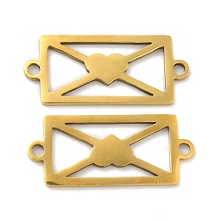 Золотой 201 подвески из нержавеющей стали, конверты с сердцем, золотые, 9x21x0.8 мм, отверстие : 1.5 мм