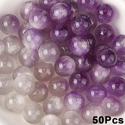 Light Grey 50Pcs Opaque UV Reactive Beads, Color Changing Beads, Round, with Glitter Powder, Light Grey, 10mm, Hole: 1.6mm