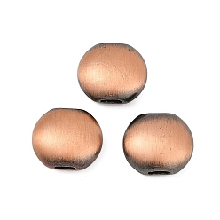 Brushed Red Copper Сплавочные овальные бусины тибетского стиля , плоско-круглые, стойки покрытие, щеткой красная медь, 10.5x12x5.5 мм, отверстие : 1x3 мм