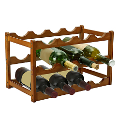 Сиена Деревянная настольная винная полка, 12 Подставка для винных бутылок на прилавок, прямоугольные, цвет охры, 430x235x253 мм