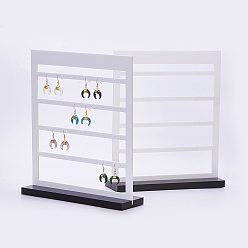 White Acrylic Organic Glass Earrings Displays, Multi-Tier Earring Display Stand, for Hanging Earrings, Rectangle, White, 25x7.5x30.2cm