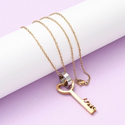 Позолоченный и Цвет Нержавейки 304 Женские подвески-ключи из нержавеющей стали, настоящее золото и нержавеющая сталь, 17.72 дюйм (45 см)