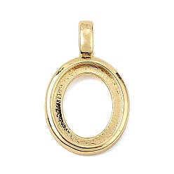 Oval Brass Pendant Cabochon Settings, Open Back Settings, Real 18K Gold Plated, Oval, 17x10x1.8mm, Hole: 3x2mm, Tray Size: 10x8mm