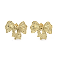 Настоящее золото 14K Ионное покрытие (ip) 304 серьги-гвоздики из нержавеющей стали, бантом, реальный 14 k позолоченный, 20x24 мм