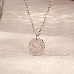 Нержавеющая Сталь Цвет Стильные 304 плоские круглые подвески-топоры из нержавеющей стали для женщин на каждый день, цвет нержавеющей стали, 17.72 дюйм (45 см)