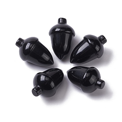 Obsidian Natural Black Obsidian Beads, No Hole/Undrilled, for Wire Wrapped Pendant Making, Filbert, 27.5~30x18~19.5mm