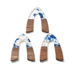 Белый Подвески из смолы и ореха, белые, 37.5x29x2.5 мм, отверстие : 2 мм