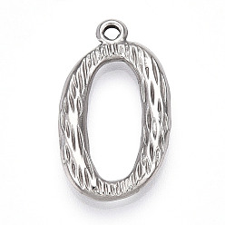 Letter O 304 подвески из нержавеющей стали, письмо амулеты, Письмо O, 23x13.5x3 мм, отверстие : 1.6 мм