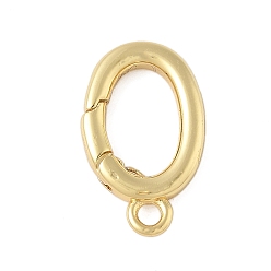 Настоящее золото 18K Латунное пружинное кольцо, с петлей, долговечный, без свинца и без кадмия, реальный 18 k позолоченный, 17x10x2.5 мм, отверстие : 1.8 мм