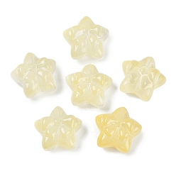 Бледно-Золотистый Прозрачная аэрозольная краска стеклянные шарики, звезды с бантом, бледно золотарник, 14x15x7 мм, отверстие : 1.2 мм