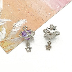 Средний Фиолетовый Подвески из платинового сплава и смолы, для ювелирных украшений своими руками, сердце с растением, средне фиолетовый, 22x14 мм