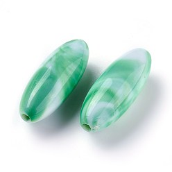 Aquamarine Acrylic Imitation Gemstone Beads, Oval, Aquamarine, 29~29.5x11mm, Hole: 2.5mm, about 220pcs/500g