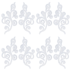Blanco 5Parches de parches de ropa con hilo de bordar, patrón de flores, con lentejuelas, blanco, 175x95x1 mm