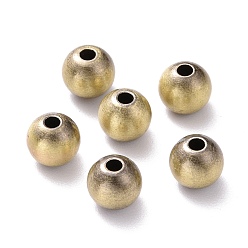Brushed Antique Bronze Abstandsperlen aus Messing, Bleifrei und cadmium frei, Runde, gebürstetem antike Bronze, 6 mm, Bohrung: 1.5 mm