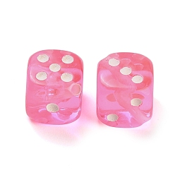 Pink Spray Printed Transparent Acrylic Beads, Dice, Pink, 18.5x19x19mm, Hole: 2.5mm, about 185pcs/500g