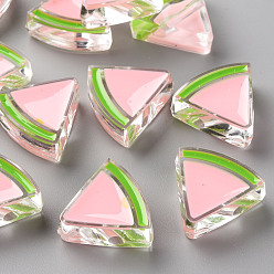 Misty Rose Transparent Enamel Acrylic Beads, Watermelon, Misty Rose, 23.5x25.5x9mm, Hole: 3.5mm