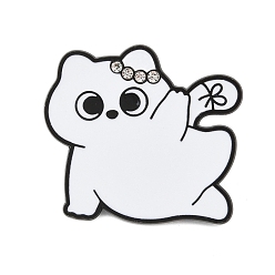 Cat Shape Рождественские эмалевые булавки, булавки для рюкзаков со стразами из сплава, форма кошки, 27x30 мм