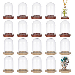 (52) Непрозрачная лаванда 20шт. прозрачная стеклянная крышка купола, с 20деревянными основаниями, разноцветные, 36~38x25 мм; Внутренний диаметр: 21.6 мм